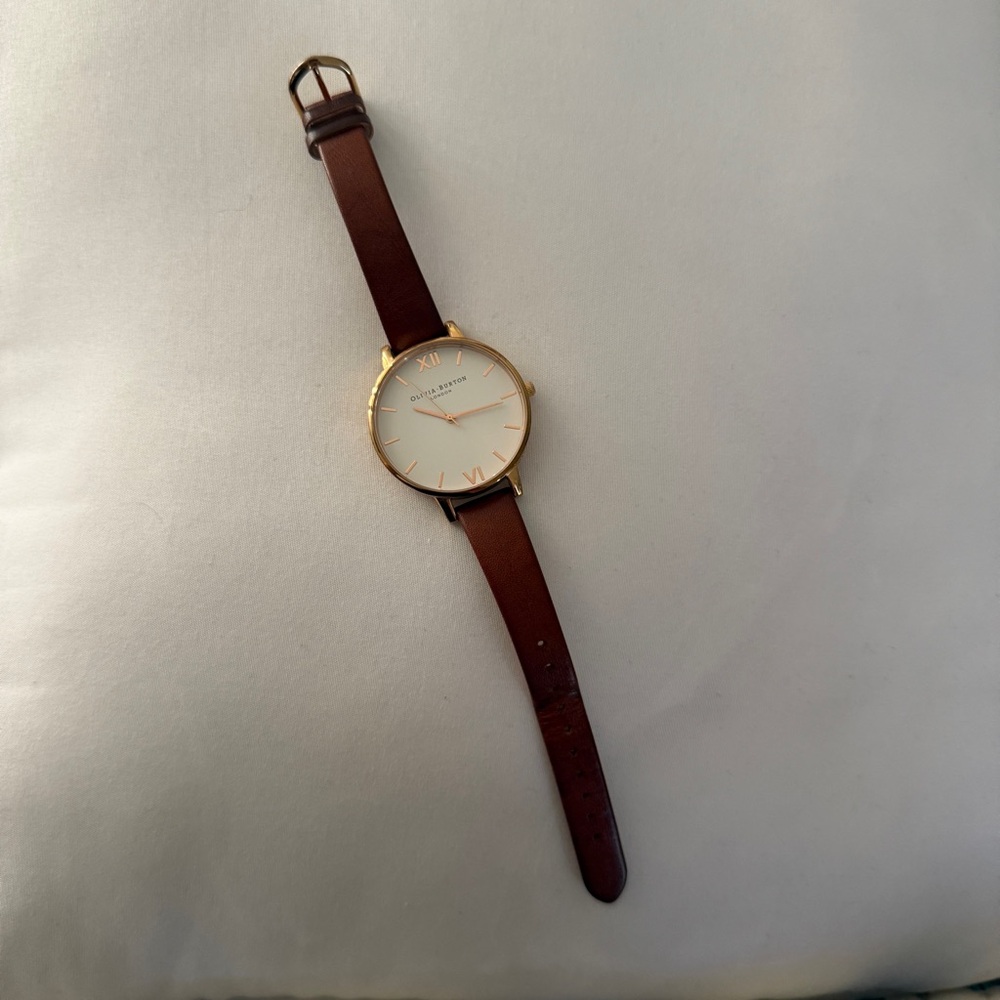 Olivia Burton Brown Leather Strap Gold Round Dial Watch - Picture 2 of 9